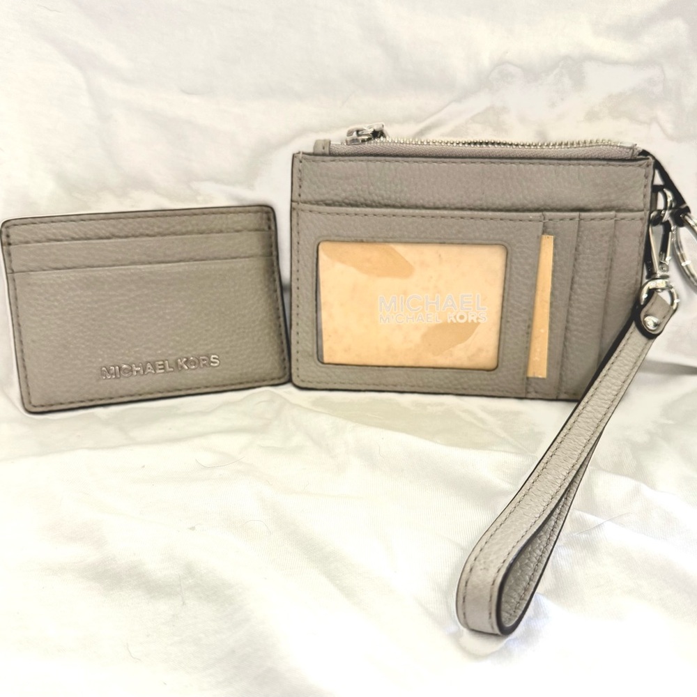 Michael Kors Light Gray Wristlet and Card Holder